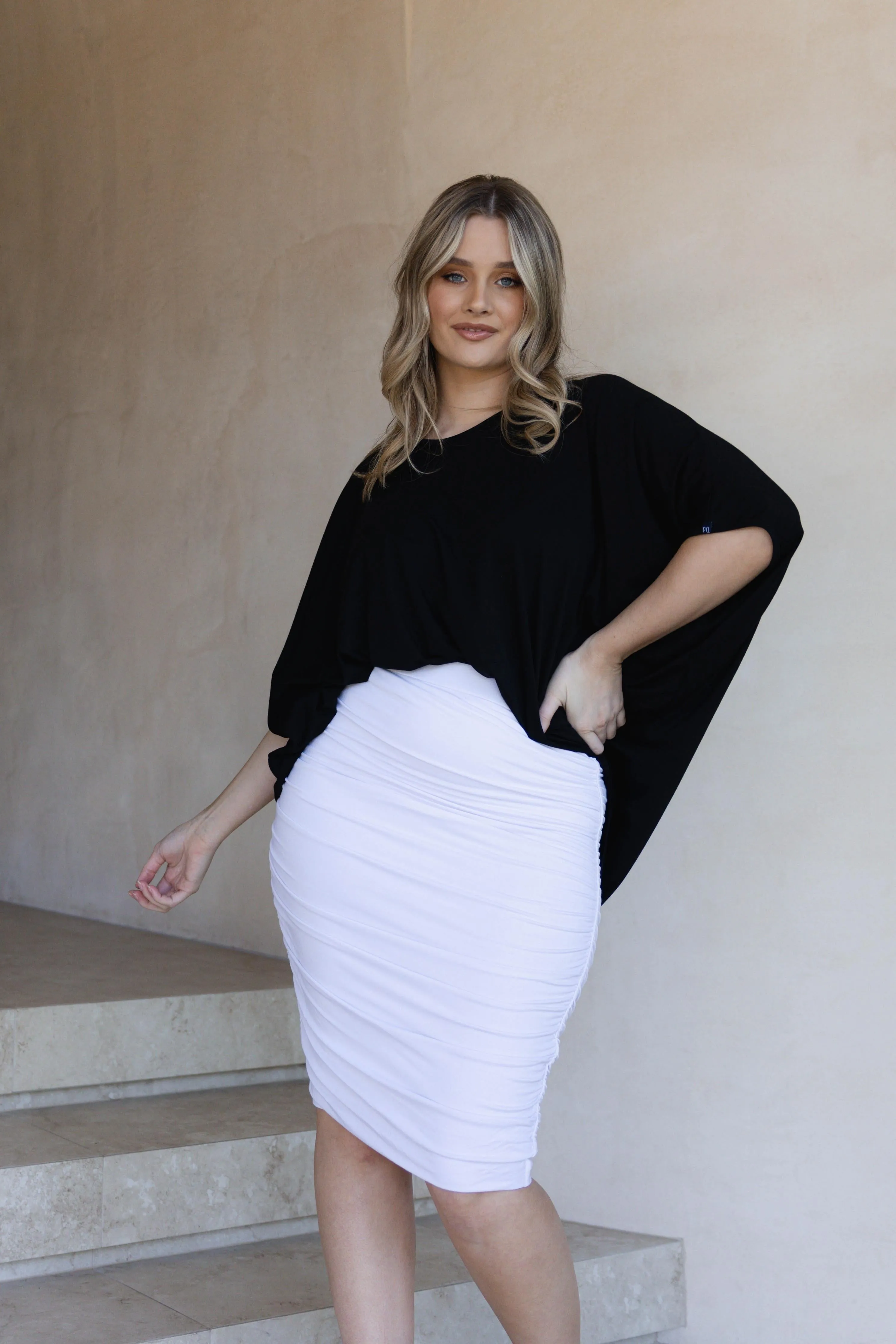 Ruche Skirt | White | FINAL SALE