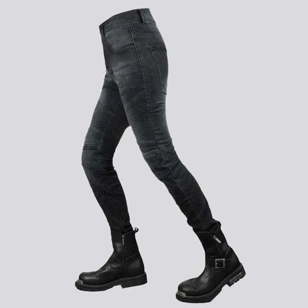 Sanded women's riding jeans