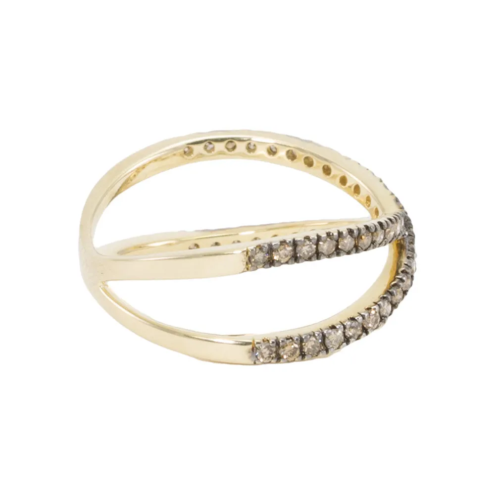 Slim Criss Cross Champagne Diamond Ring