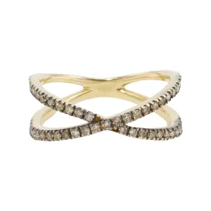 Slim Criss Cross Champagne Diamond Ring