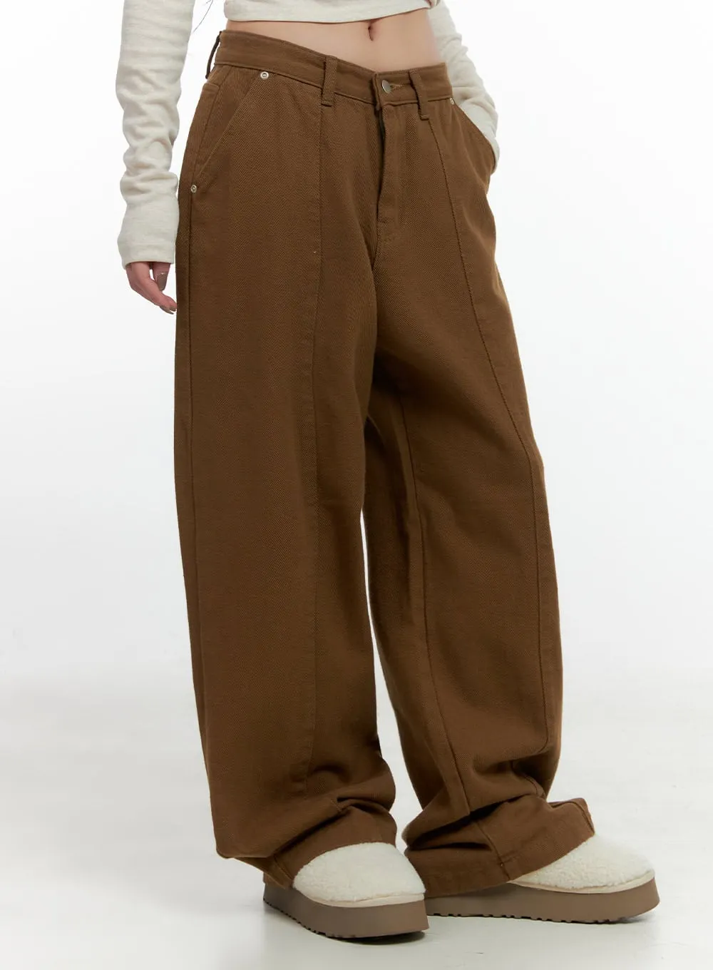 Solid Cotton Wide Leg Pants CN408