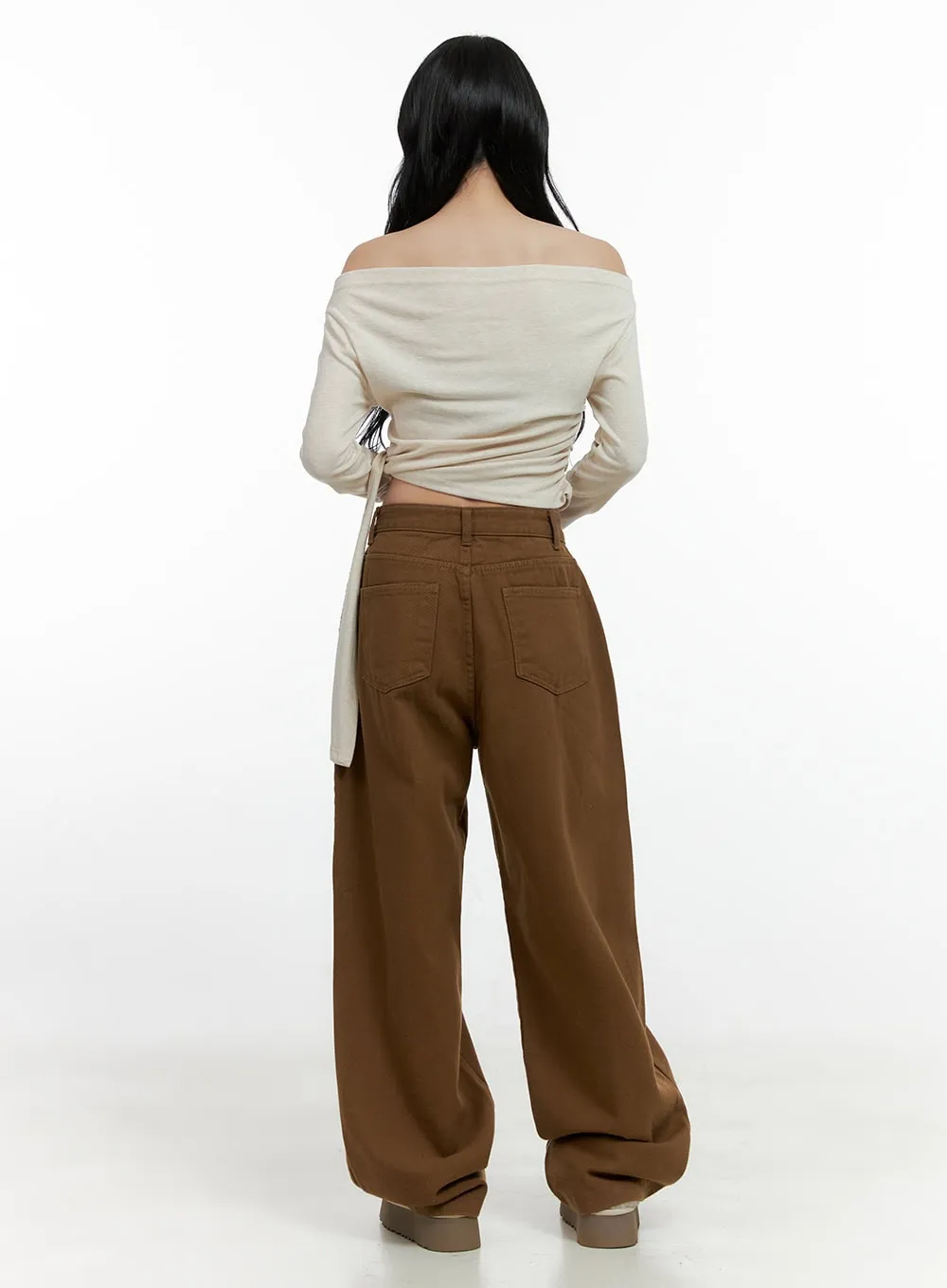 Solid Cotton Wide Leg Pants CN408