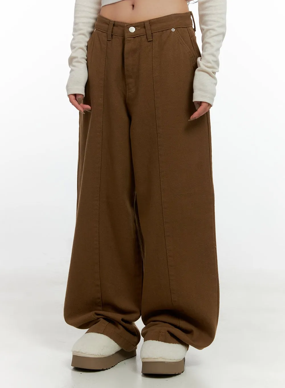 Solid Cotton Wide Leg Pants CN408