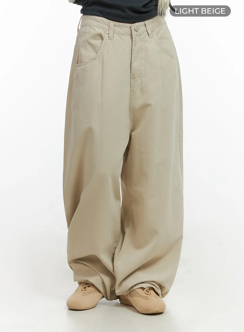 Solid Cotton Wide-Leg Pants CO415