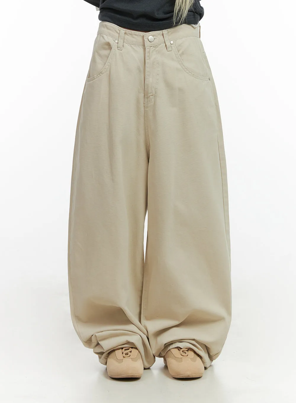 Solid Cotton Wide-Leg Pants CO415