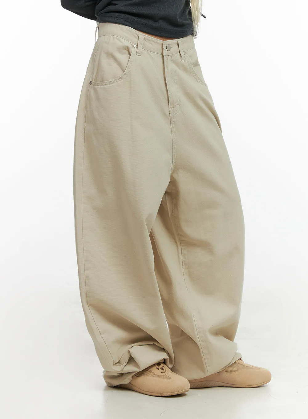 Solid Cotton Wide-Leg Pants CO415