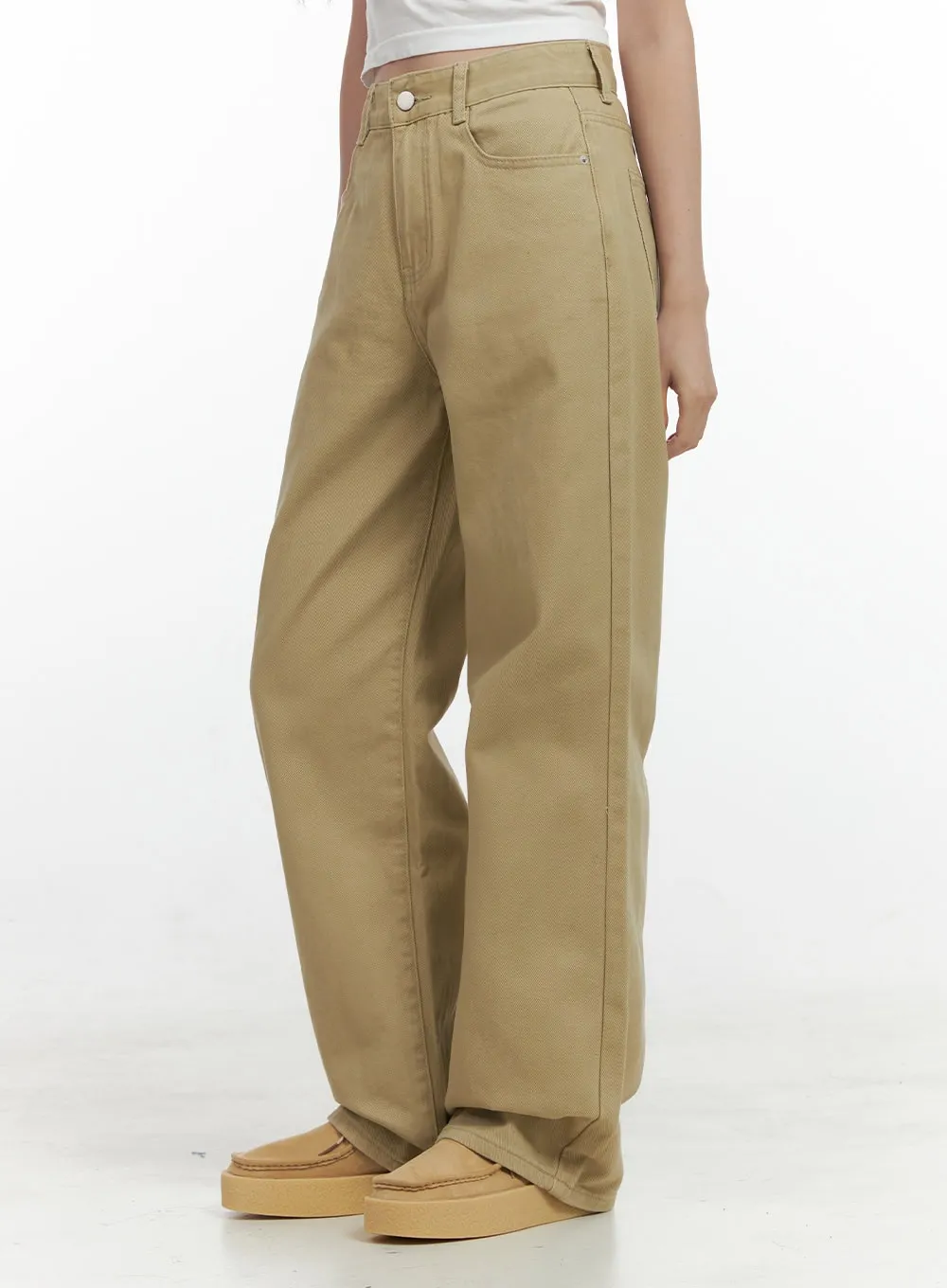 Solid Cotton Wide Leg Pants OS423