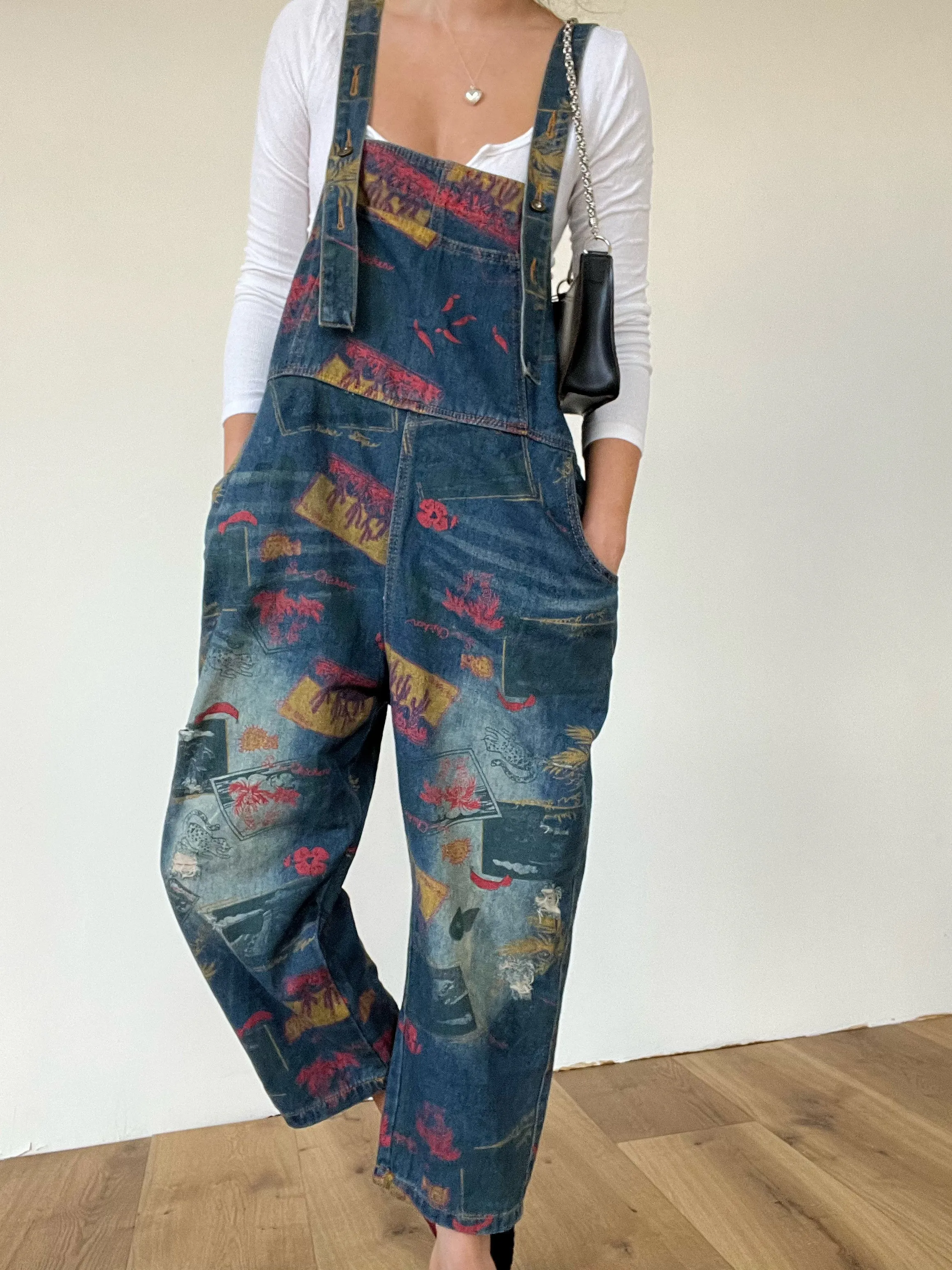 Southwest Print Baggy Overalls