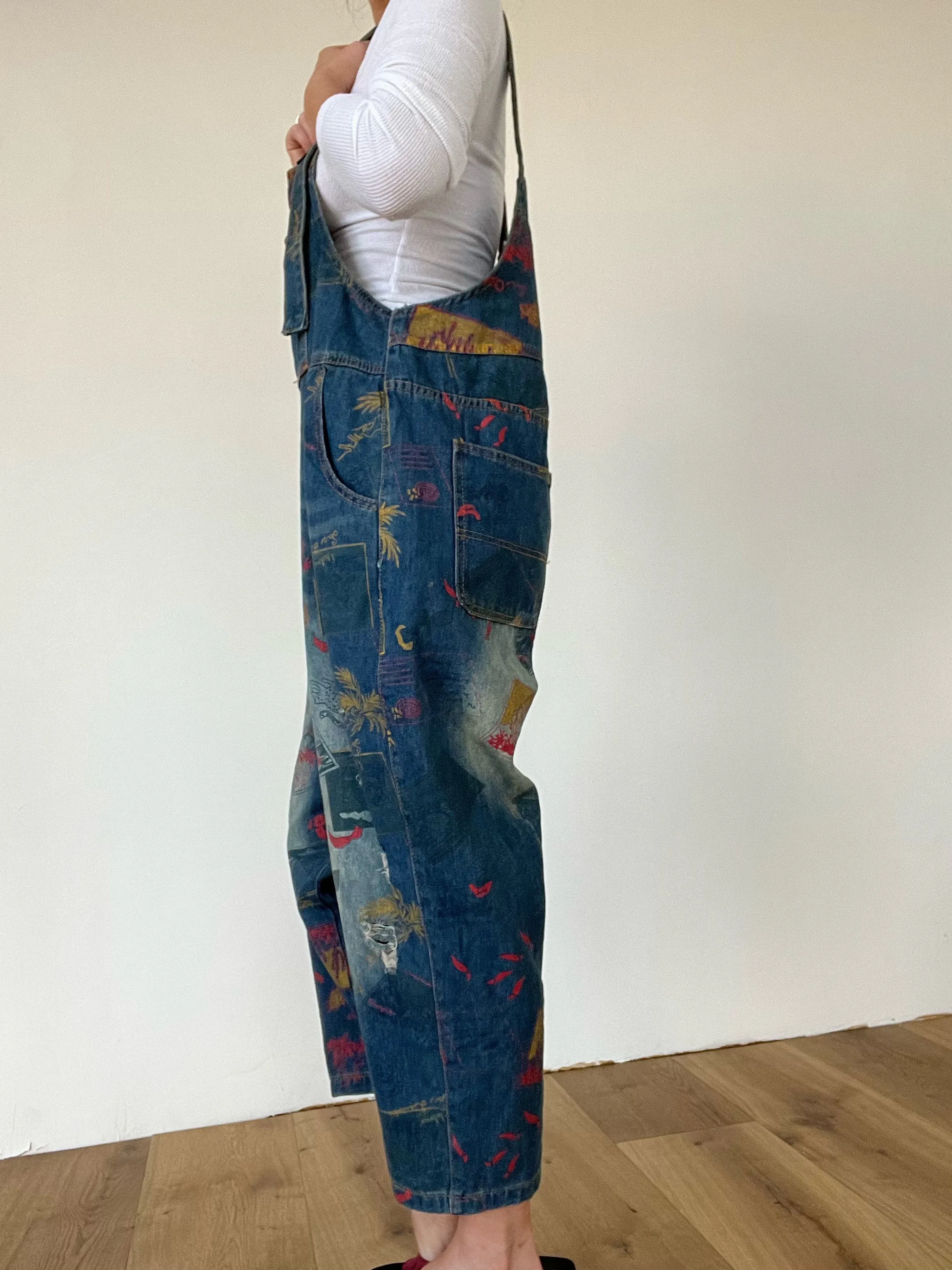 Southwest Print Baggy Overalls