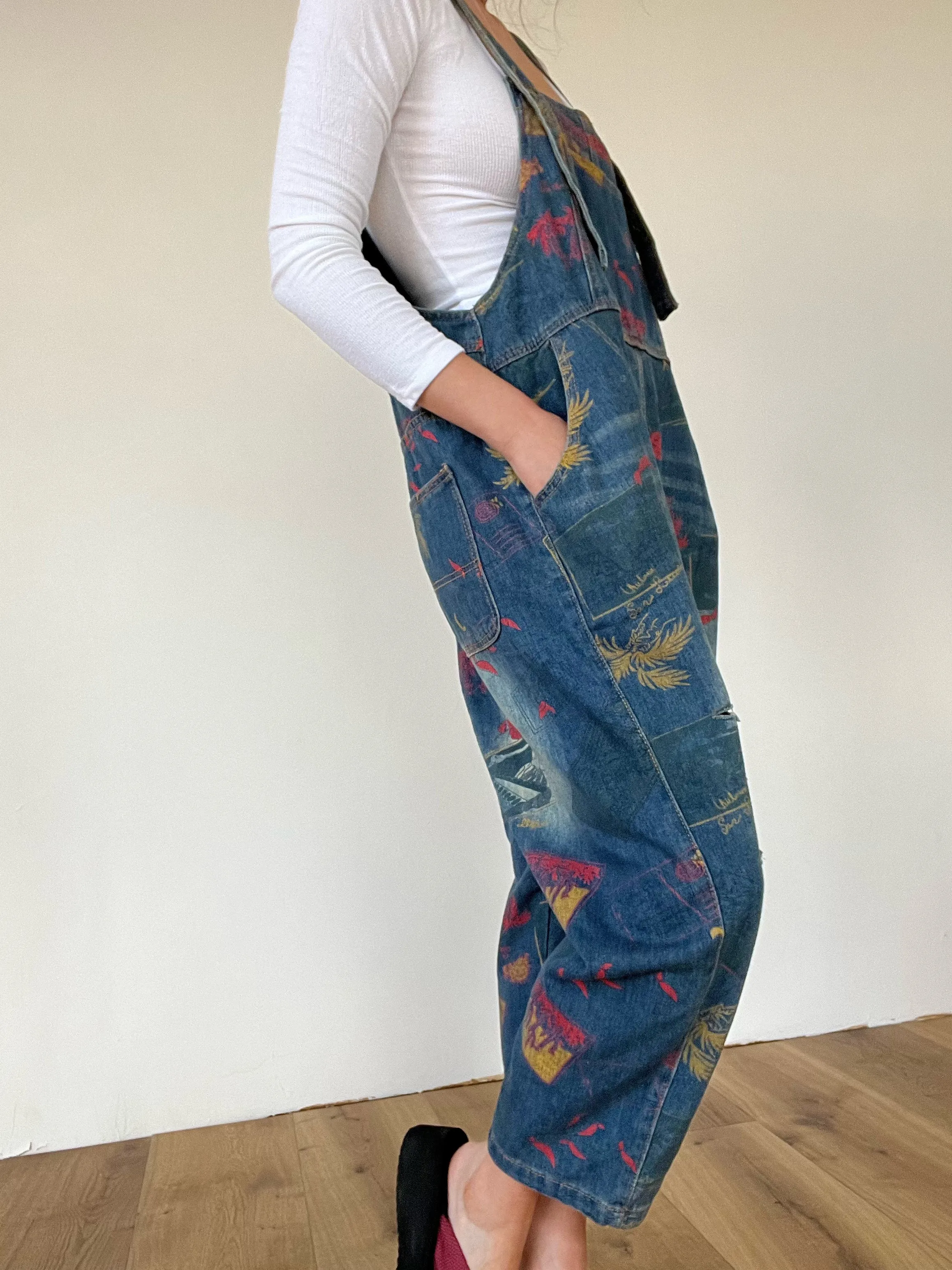 Southwest Print Baggy Overalls