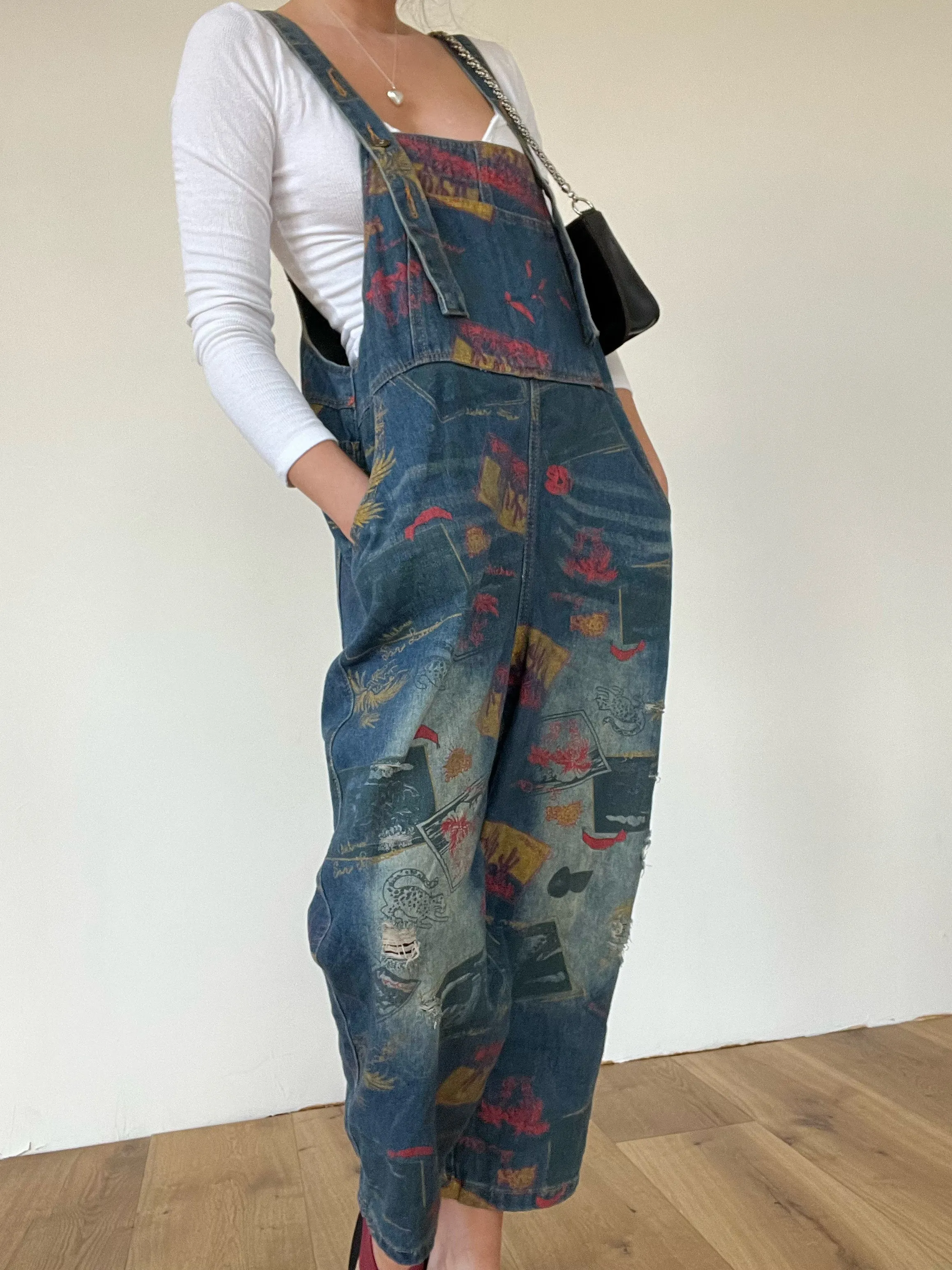 Southwest Print Baggy Overalls