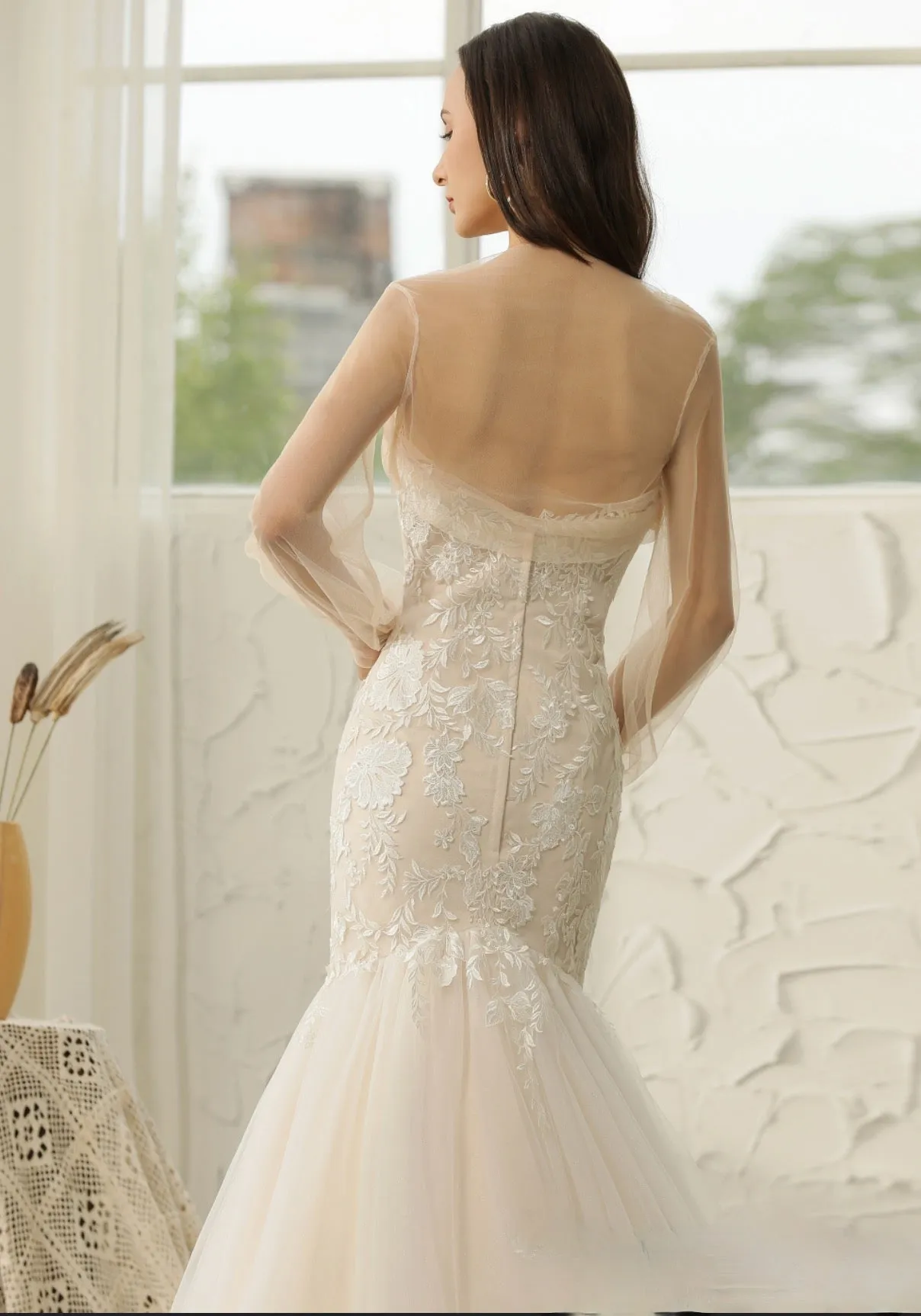 Sweetheart Lace Tulle Mermaid Wedding Gown