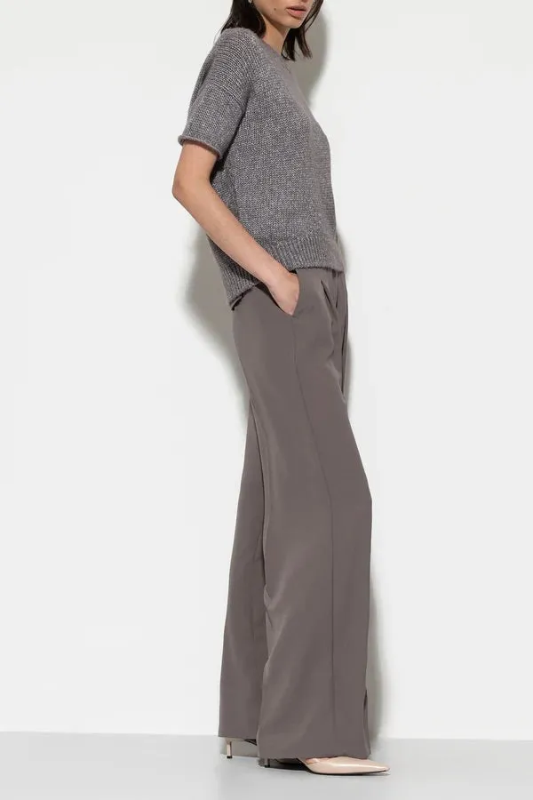 Taupe Wide Leg Tailored Pants