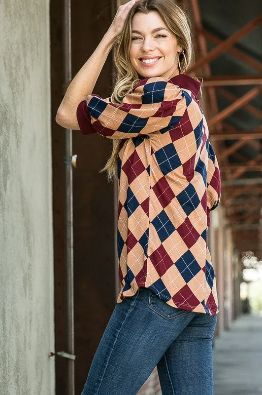 TEEK - Collared Argyle Top