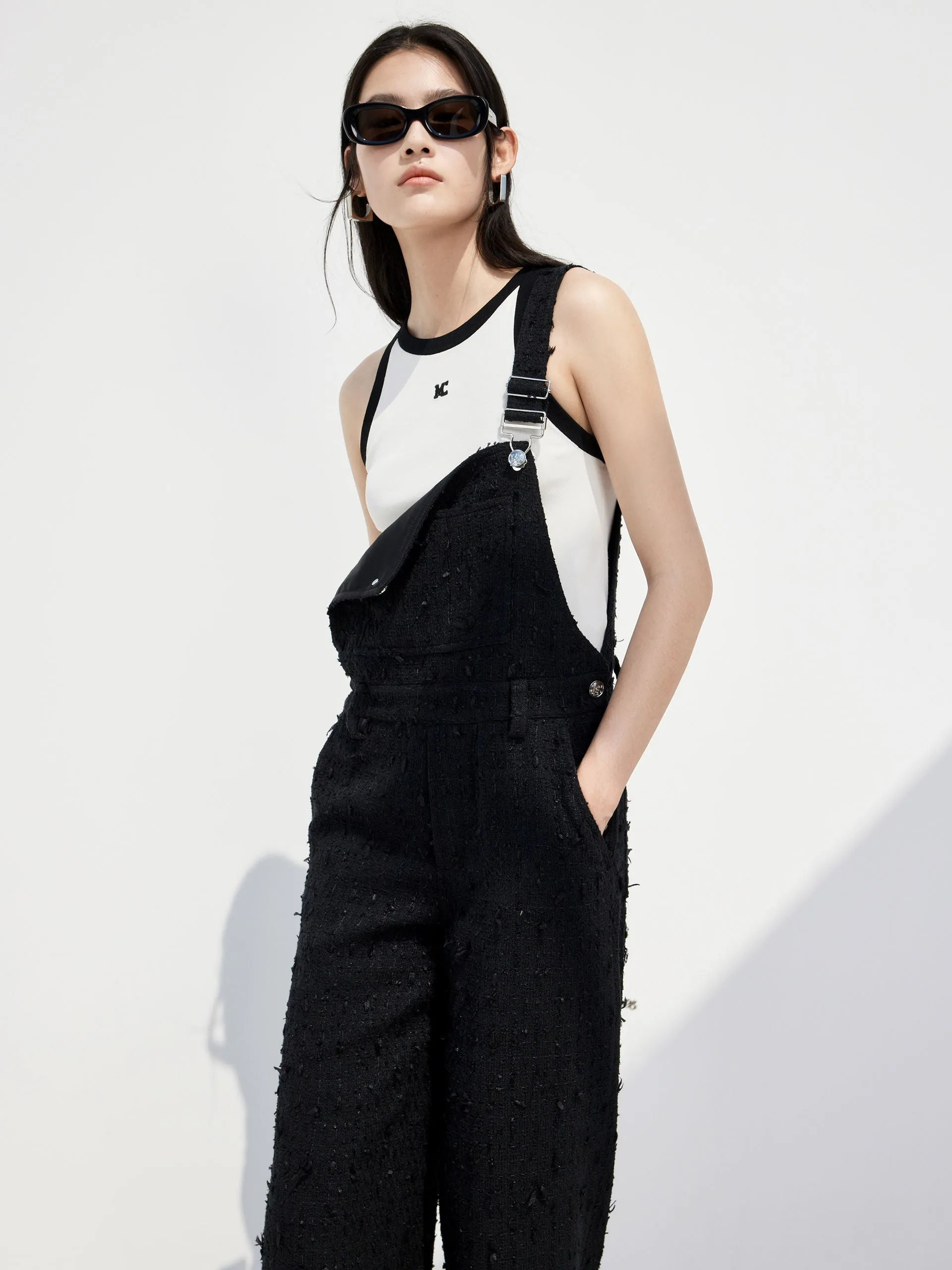 Textured Overalls Jumpsuit