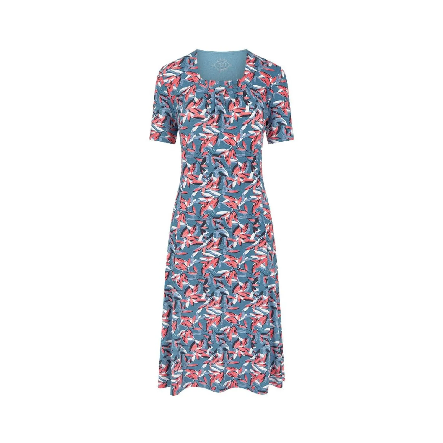 TIGI 18/20 Chambray Leaf All Over Print Dress