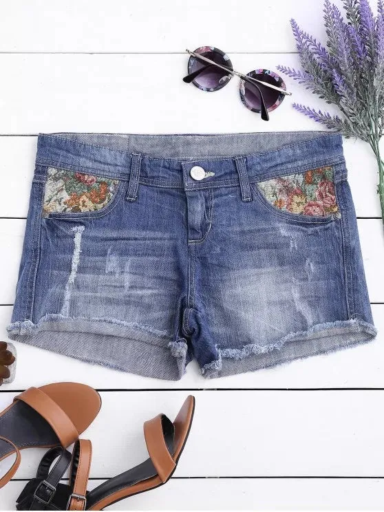 Trendy Graphic Cutoffs Distressed Denim Shorts