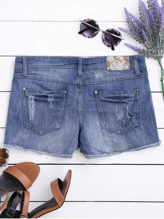 Trendy Graphic Cutoffs Distressed Denim Shorts