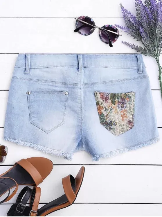 Trendy Graphic Cutoffs Distressed Denim Shorts