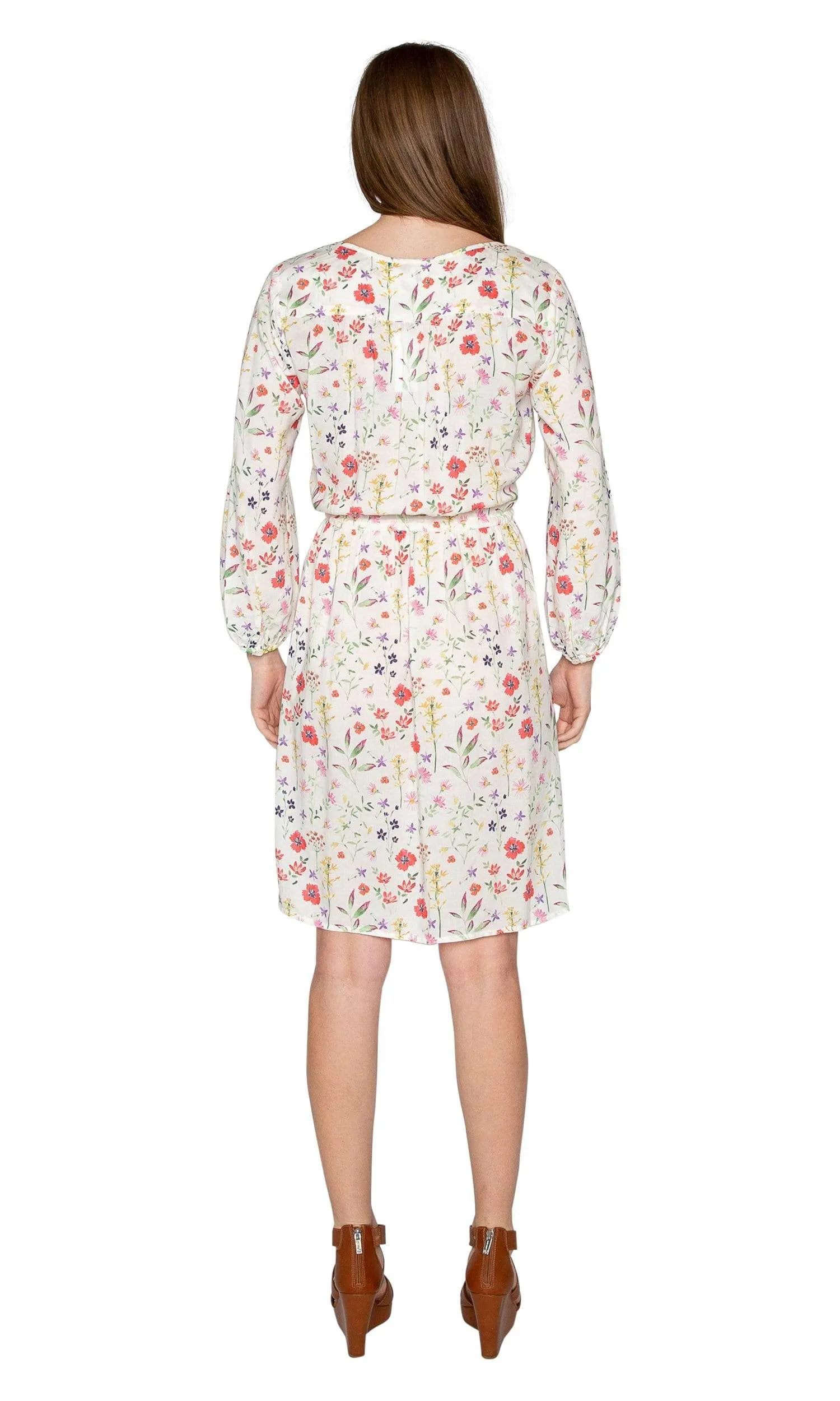 Velvet by Graham & Spencer Danay Spring Floral Challis Long Sleeve Faux Wrap Dress