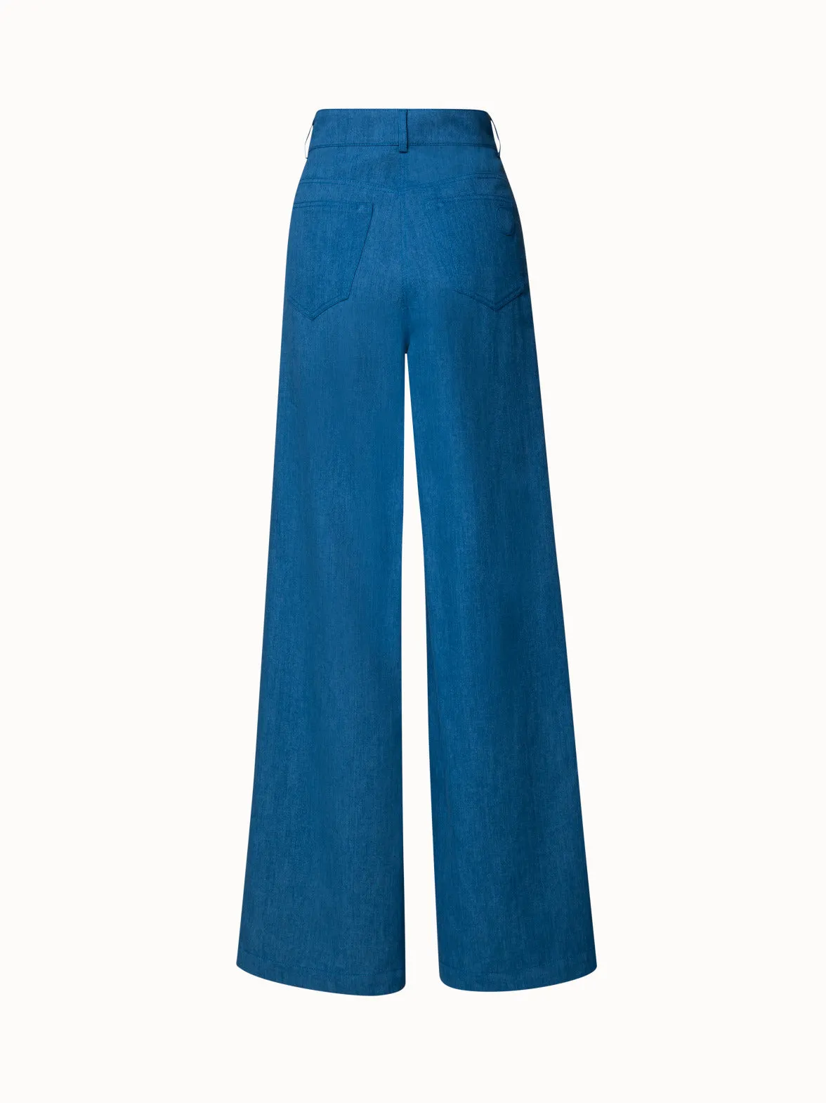 Washed Denim Wide Leg Pants