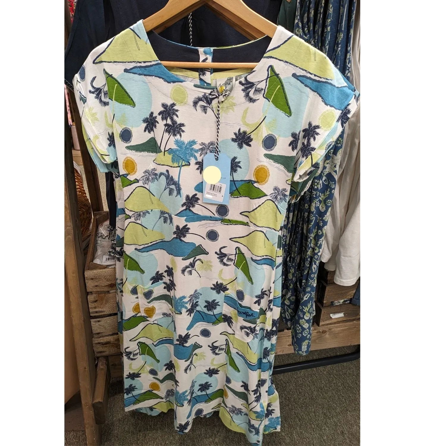 Weird Fish 14 Kiwi Tallahassee Printed Jersey Dress