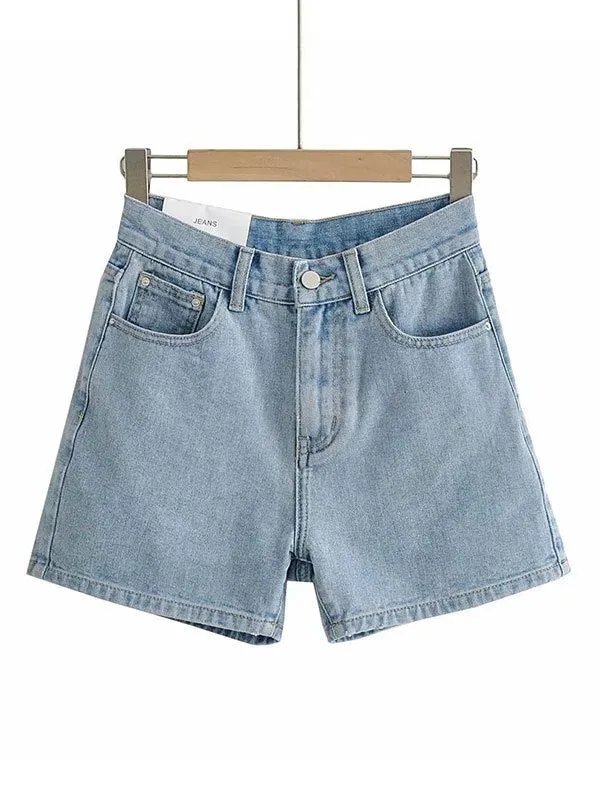 Wenkouban Basic washed denim shorts