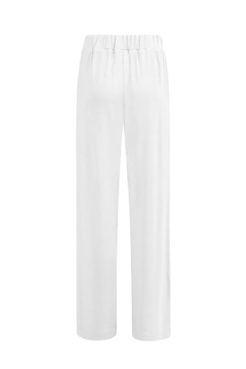 Wide Leg Knit Pants Ecru