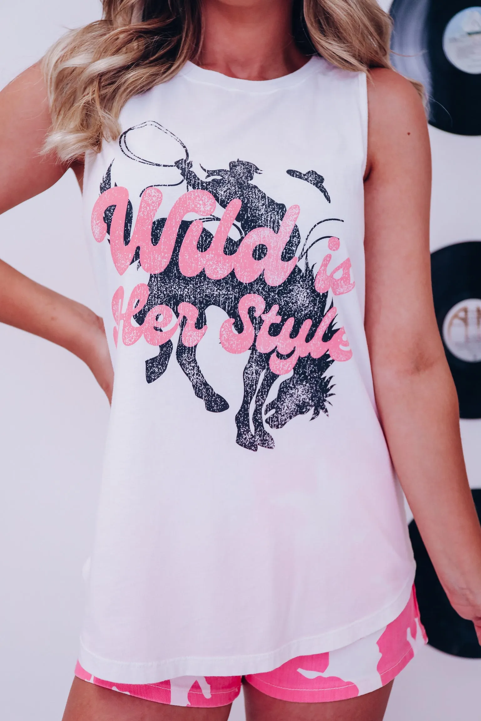 Wild Is Her Style Graphic Tank - White