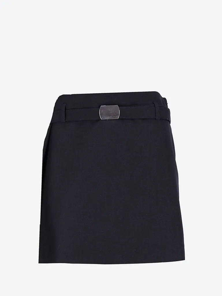 Wool mini belt skirt