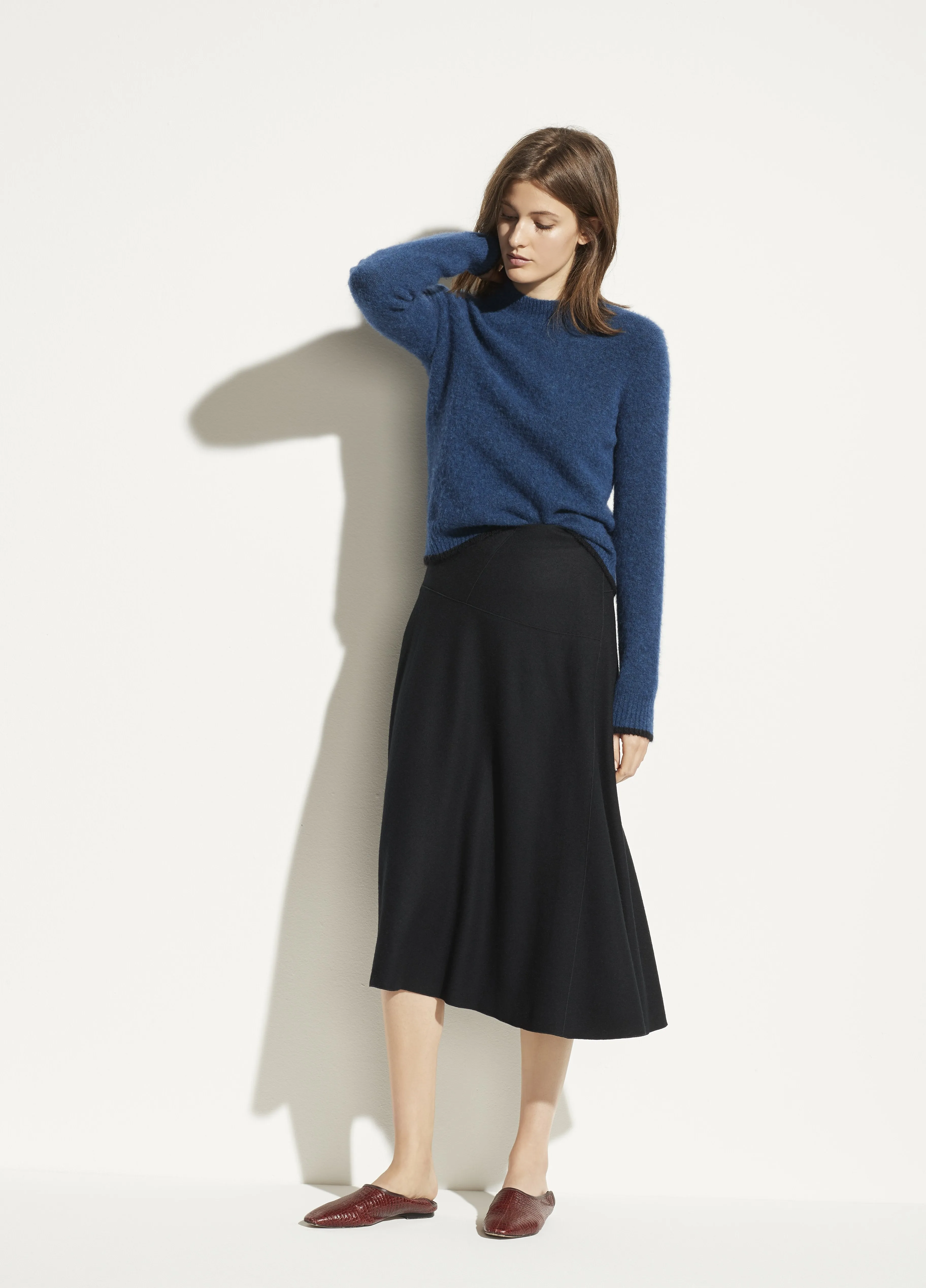 Wool Paneled Skirt in Black