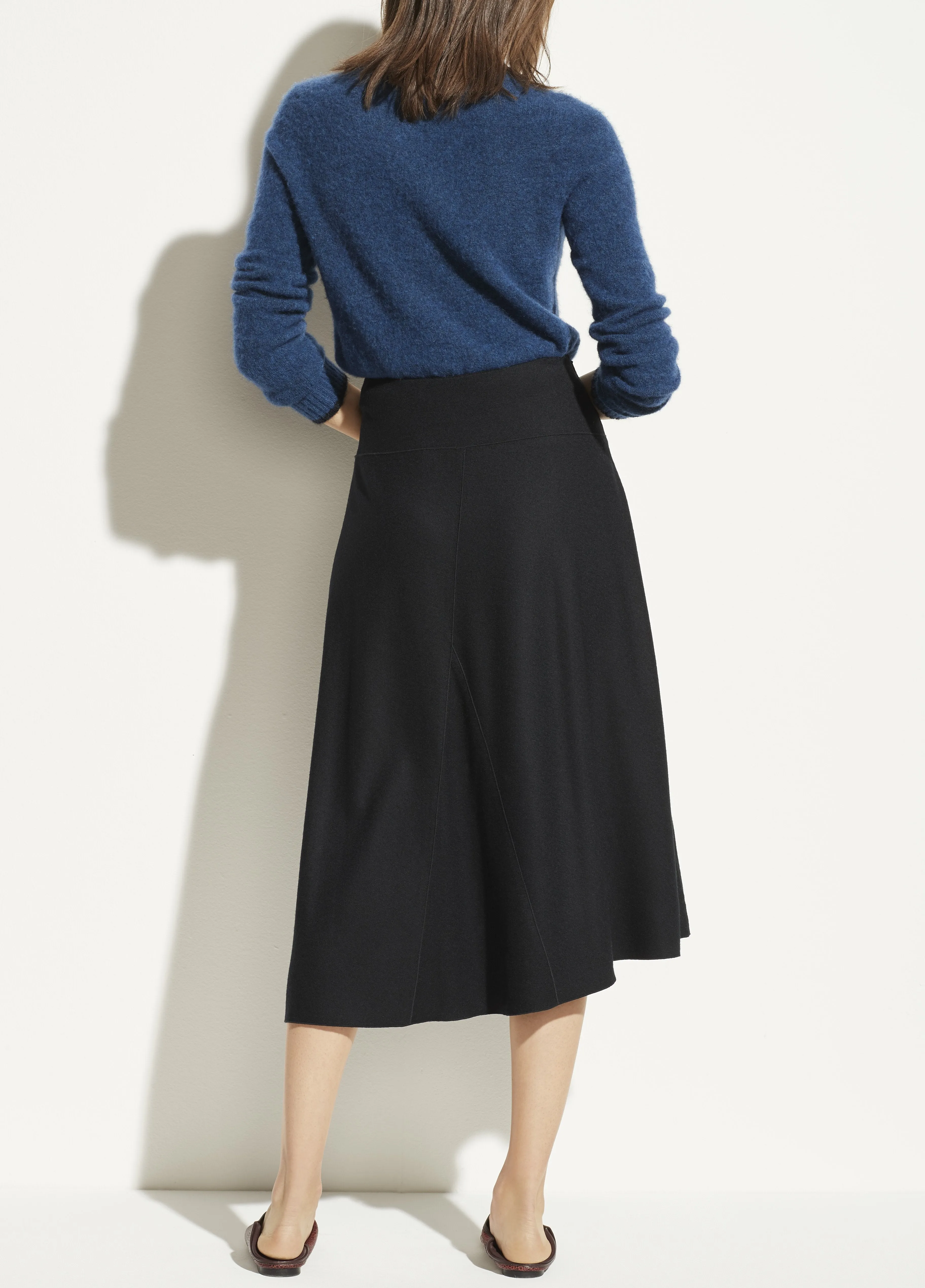 Wool Paneled Skirt in Black