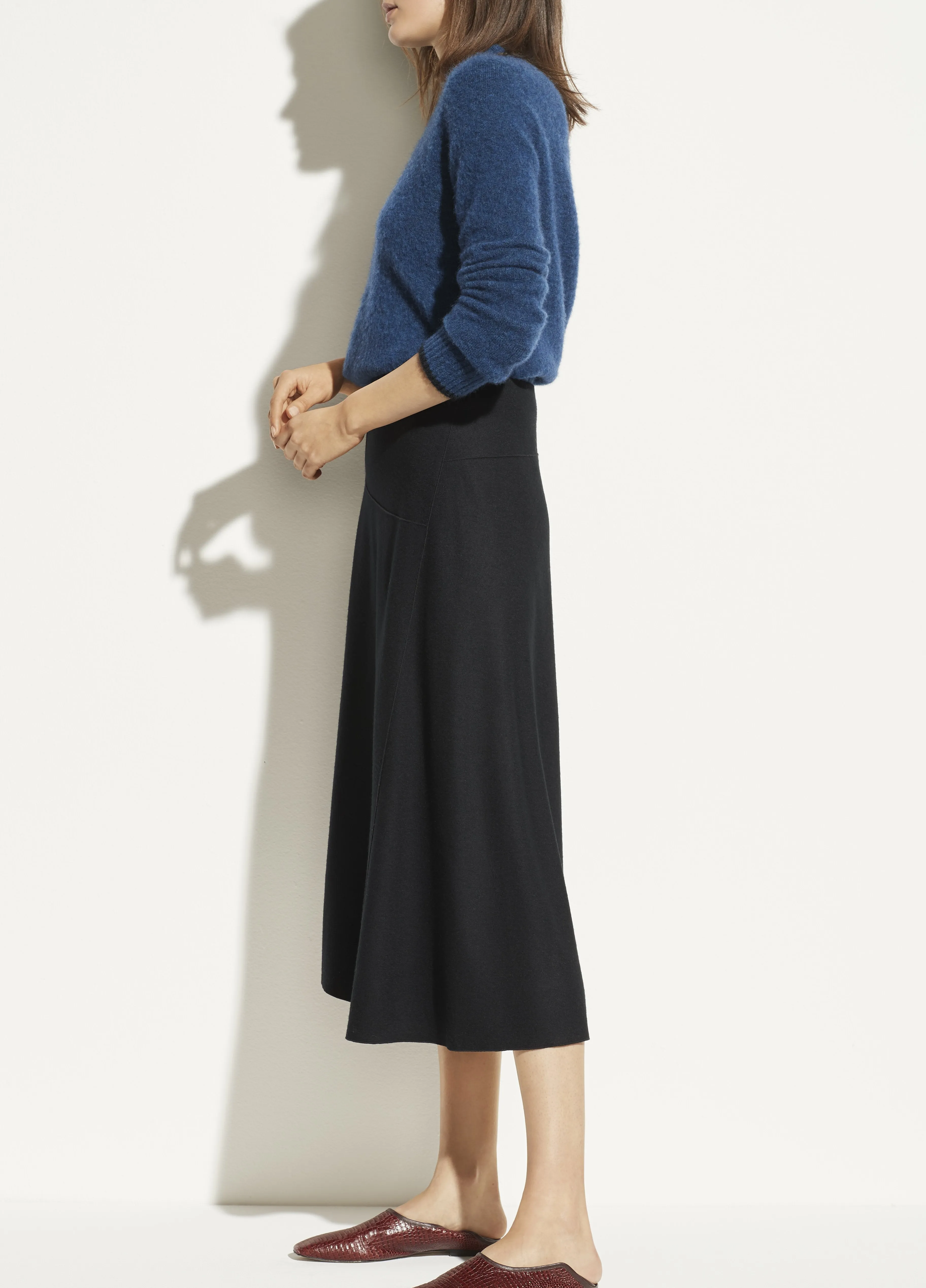 Wool Paneled Skirt in Black