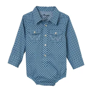 Wrangler Kid's Pearl Snap Blue Bodysuit